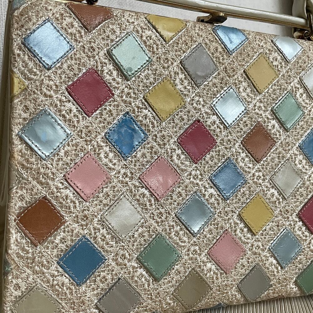 Vintage Stylecraft Miami Kisslock Frame Bag | 50s 60s Pastel Woven Rare - Picture 3 of 9